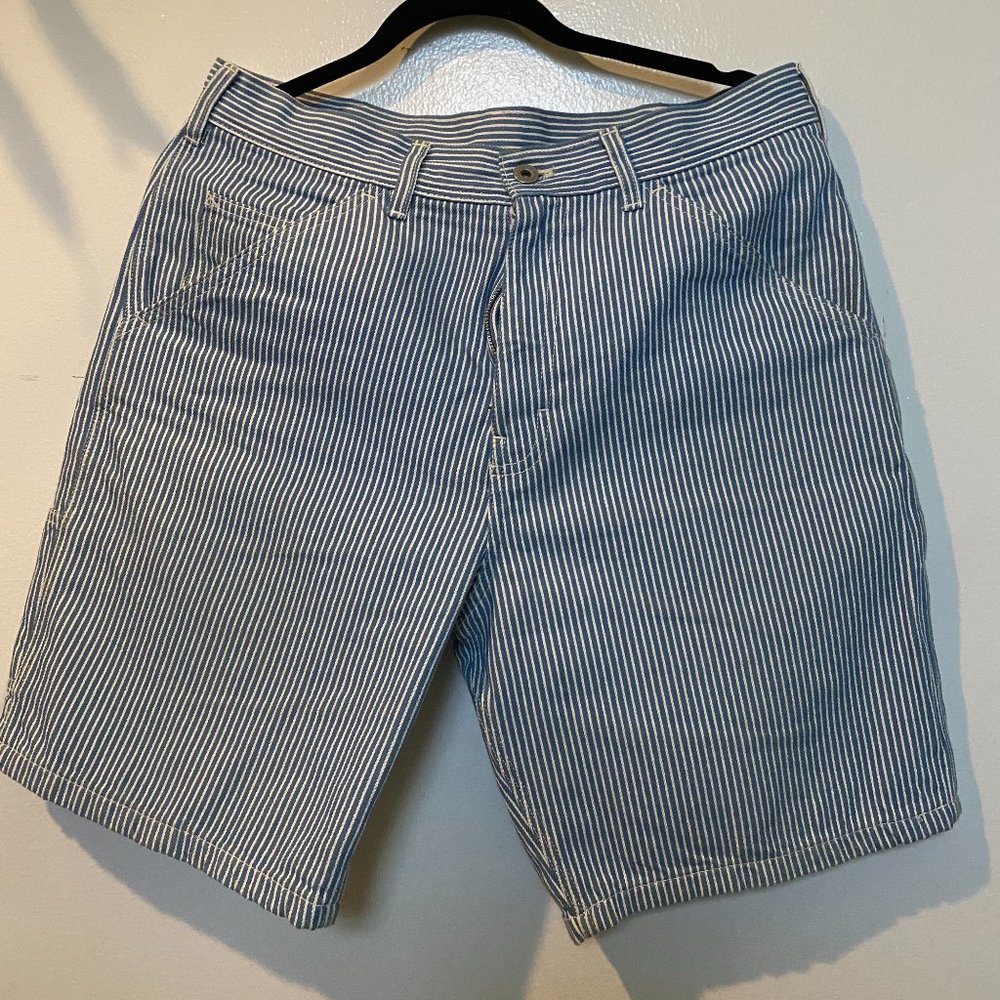 Stan Ray Blue Stripe Workwear Shorts - 33 Waist